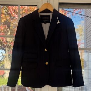 J.Crew • navy wool schoolboy blazer with gold button hardware $189